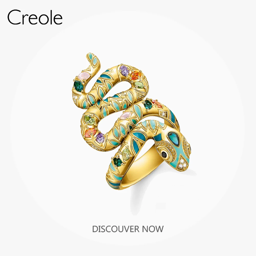

Pave Ring Golden Snake 925 Sterling Silver Colorful Stones Resizable 2021 Brand New Fine Women Jewerly Exquisite Bijoux Gift