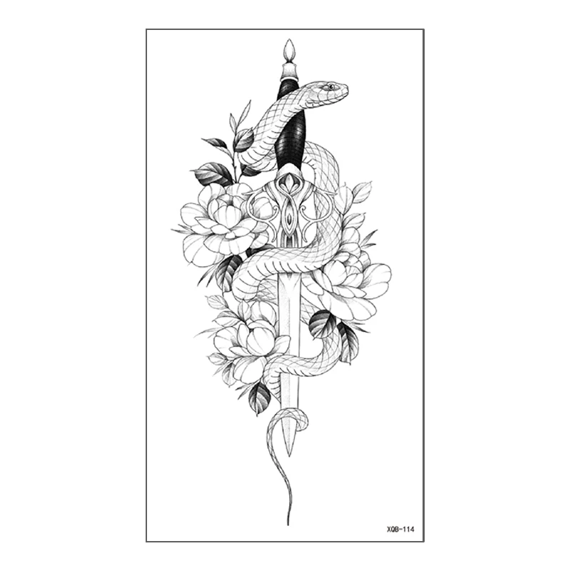 

Mermaid Sticker Totem Geometric Tattoos Half Arm Body Art Rose Temporary Tattoos Small Snake Temporary Tattoo Evil Dragon Skull
