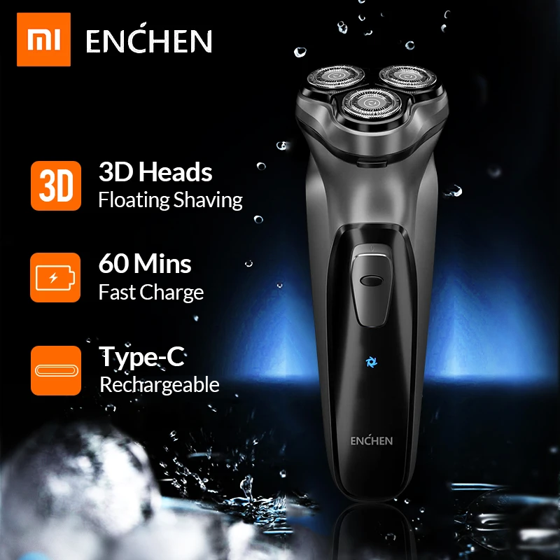 Xiaomi Enchen 3D смарт электробритва для мужчин usb type-C перезаряжаемый сухой влажный бритвенный станок триммер для бороды одно лезвие
