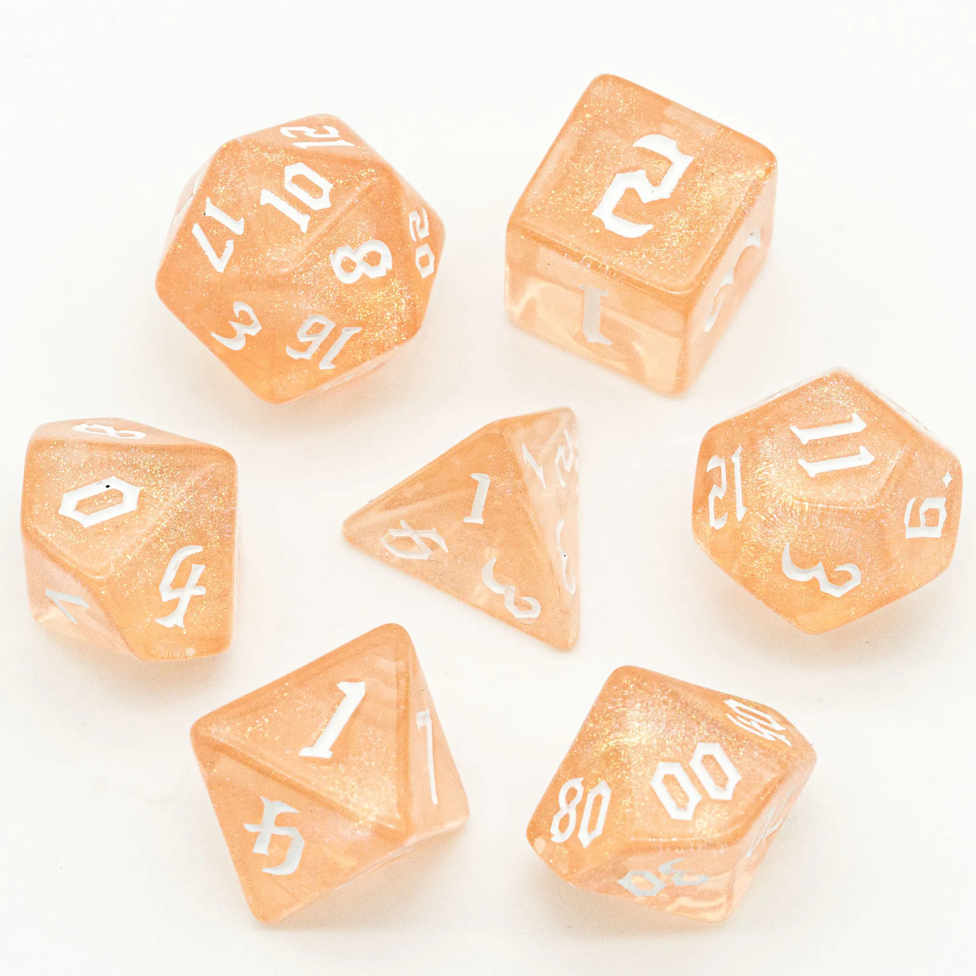 7 шт./компл. оранжевый/белый игральные кости DND набор D4 D6 D8 D10 D % D12 D20 полупрозрачные