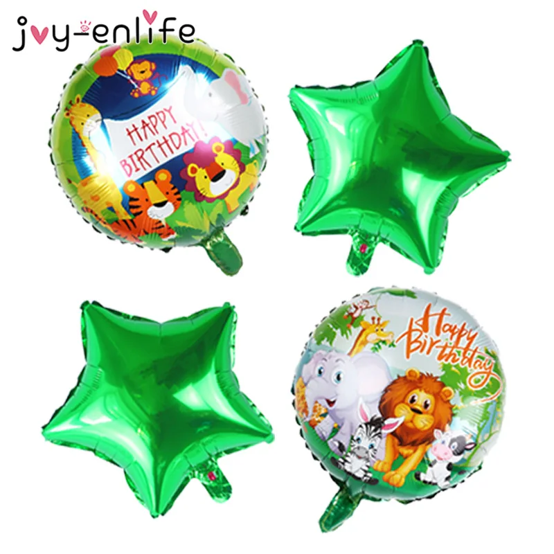 

6pcs/set Birthday Party Decor for kids Jungle Animal Air Balloon Safari Zoo Theme Tiger Lion Cow Monkey Zebra Giraffe Balloons