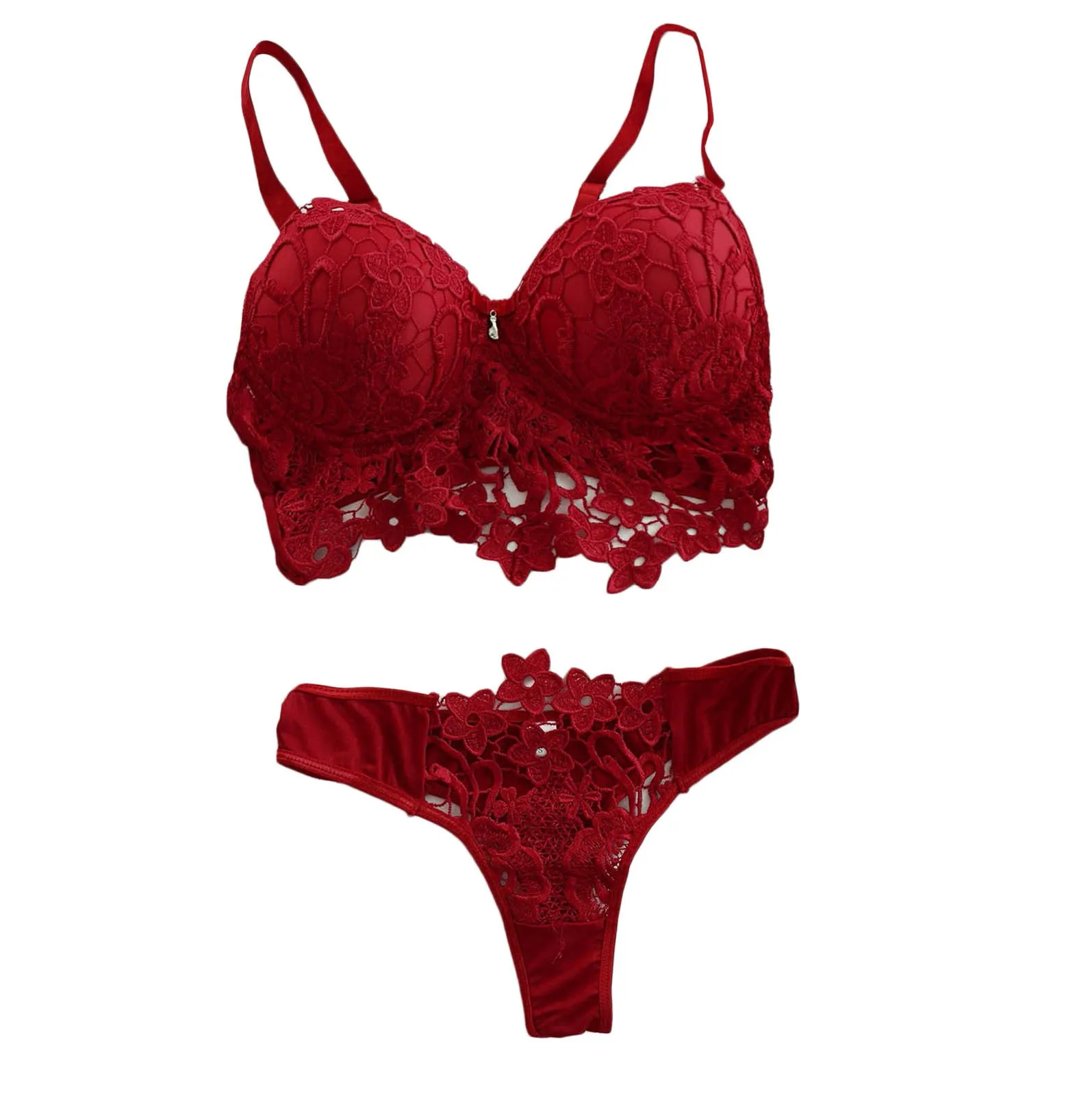 

Sexy Lace Bra Set Push Up Unlined Bralette Lingerie And Bottom Two Pieces Sets Mesh Transparent Women Underwear Set Female #T2G