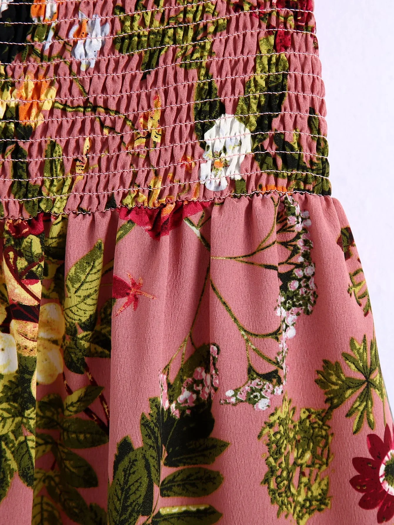 

The New Flower Print Elastic Waist Shows Off A Thin Short-sleeved Dress Korean Gothic Vestidos Evening Dresses