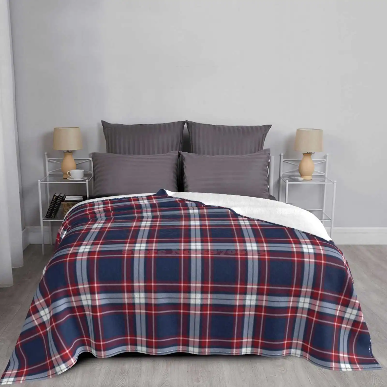 Синее красное белое Клетчатое одеяло с узором для кондиционирования воздуха