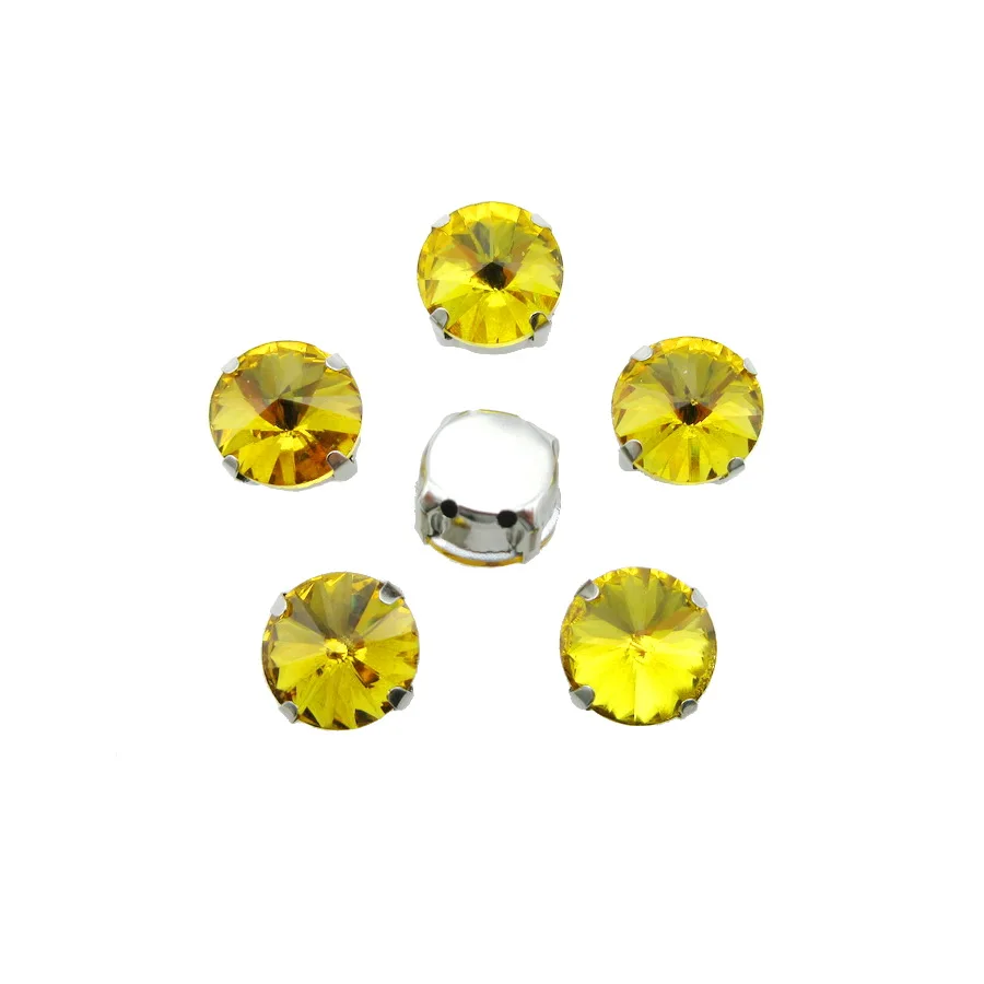 Topaz glass crystal strass mix круглые Rivoli shape 7 Size silver claw flatback sew on одежда со стразами bags diy