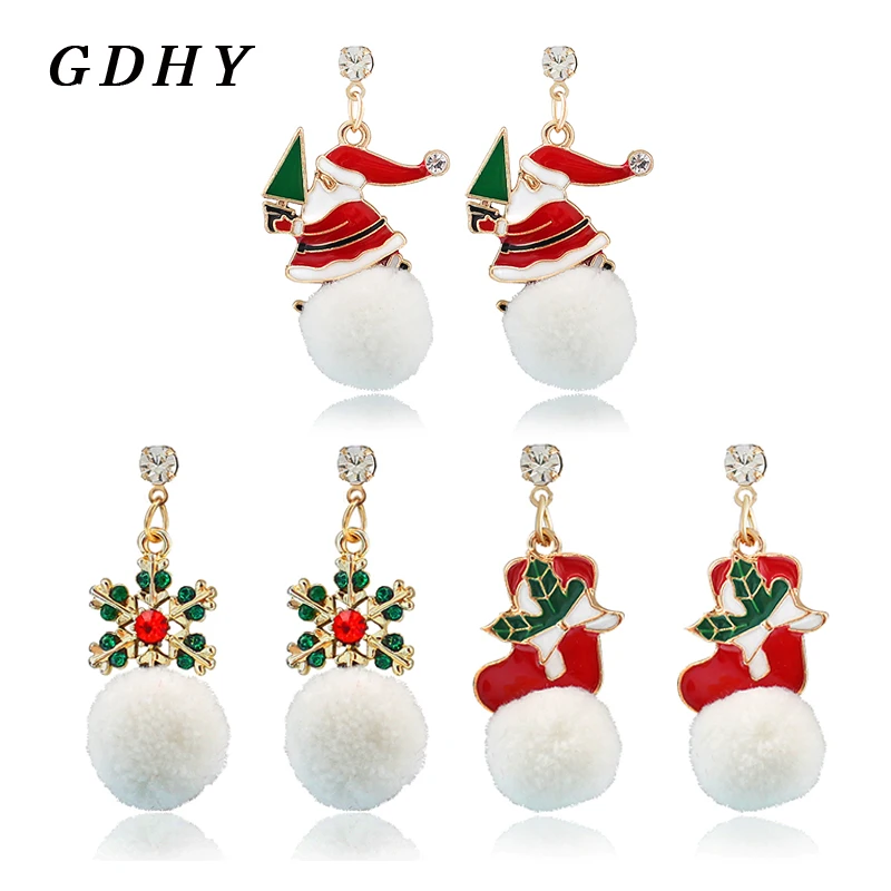 Новинка модные рождественские серьги GDHY в виде снежинок Санта-Клауса носков для