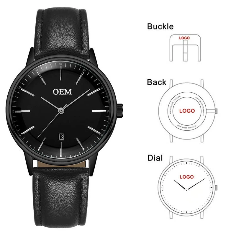 Мужские часы CL046 с логотипом на заказ Классические наручные в минималистском