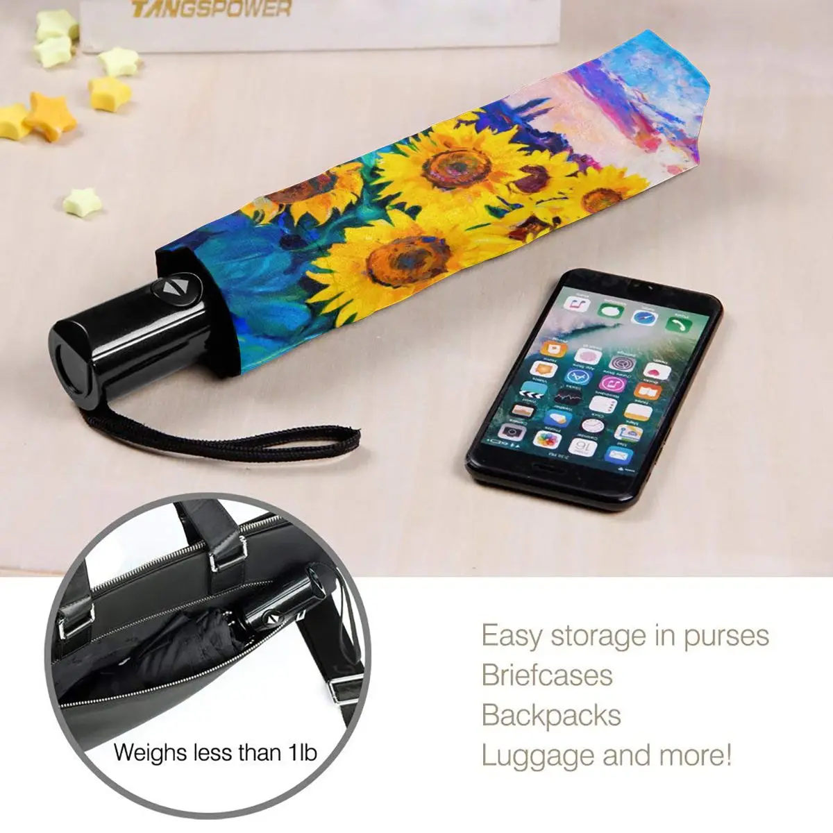 

Sunny Umbrella Sunflowers Of Modern Impressionism Painting Automatic folding portable men Sunscreen rain Windproof beach parasol