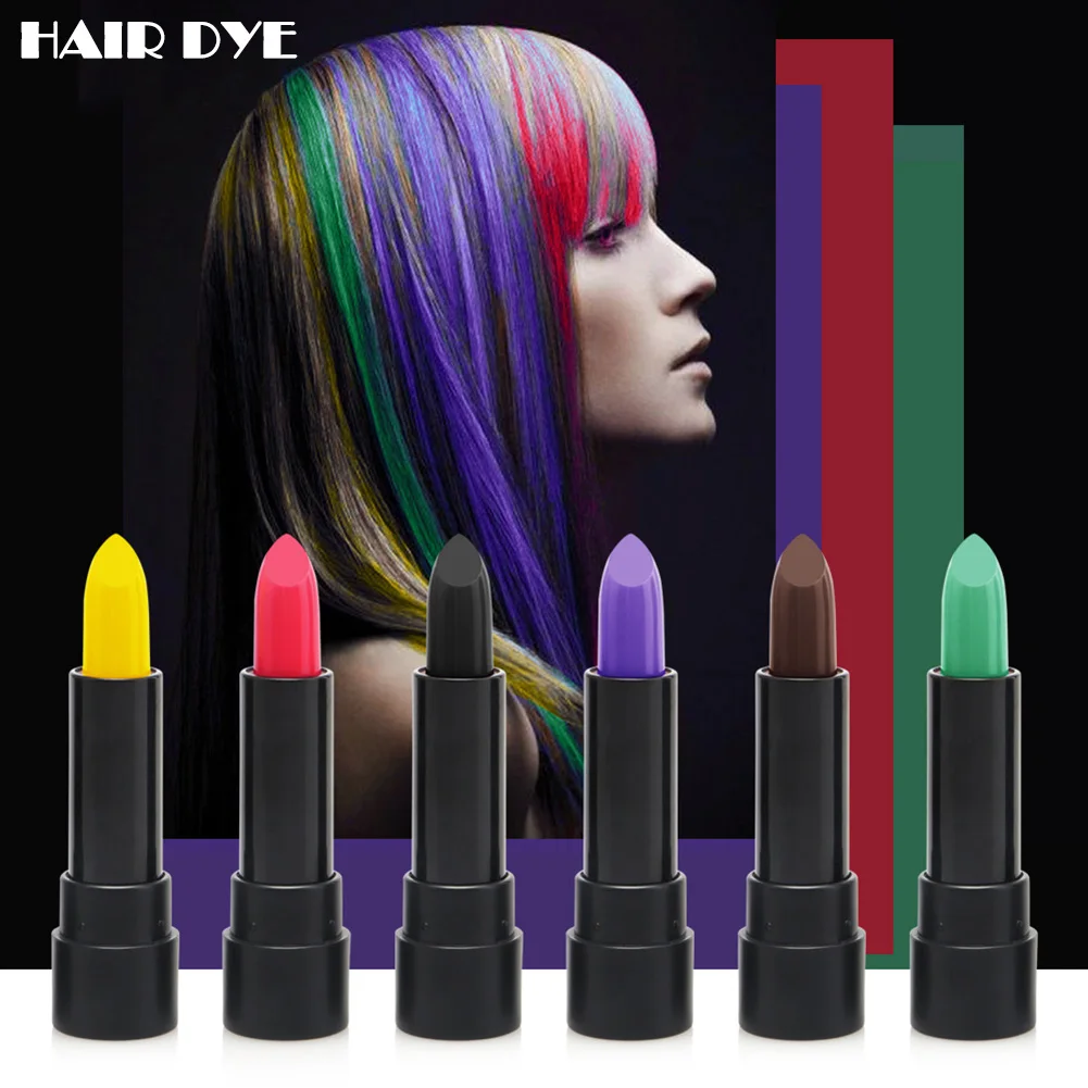 

Disposable Dye Hair Pen Temporary One-time Hair Dying Stick 6 Color Hair Color Chalk Crayons Paint Contour Pen