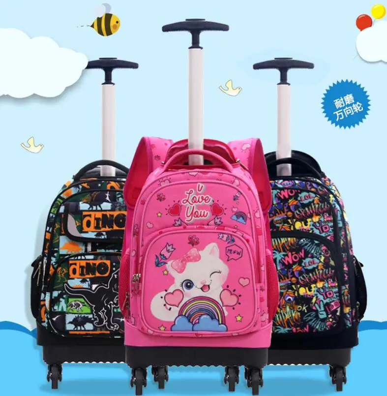 16  inch school Trolley Bag with wheels Children Rolling backpack for travel school Wheeled backpack for girls schoo trolley bag