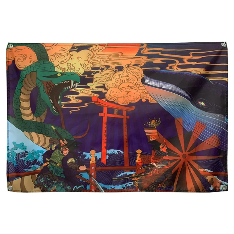 

Vintage Ukiyo-e Tattoo Poster Skull Banner Flag Tapestry Wall Hanging Canvas Painting Wall Stickers Bar Cafe Bedroom Decor