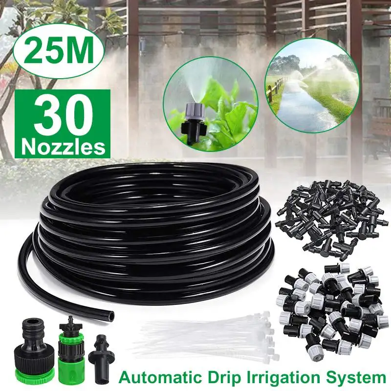 

25m Professional Automatic Micro Drip Irrigation System Garden Irrigation Spray Self Watering Kits with Adjustable Dripper