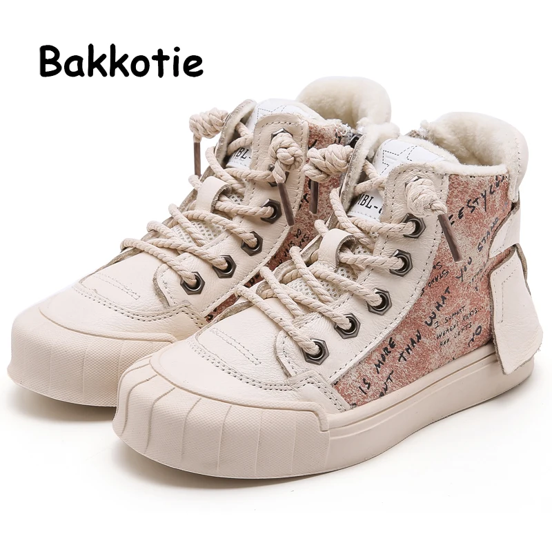 Bakkotie/2019 г. Зимняя теплая меховая спортивная обувь для мальчиков и девочек новые