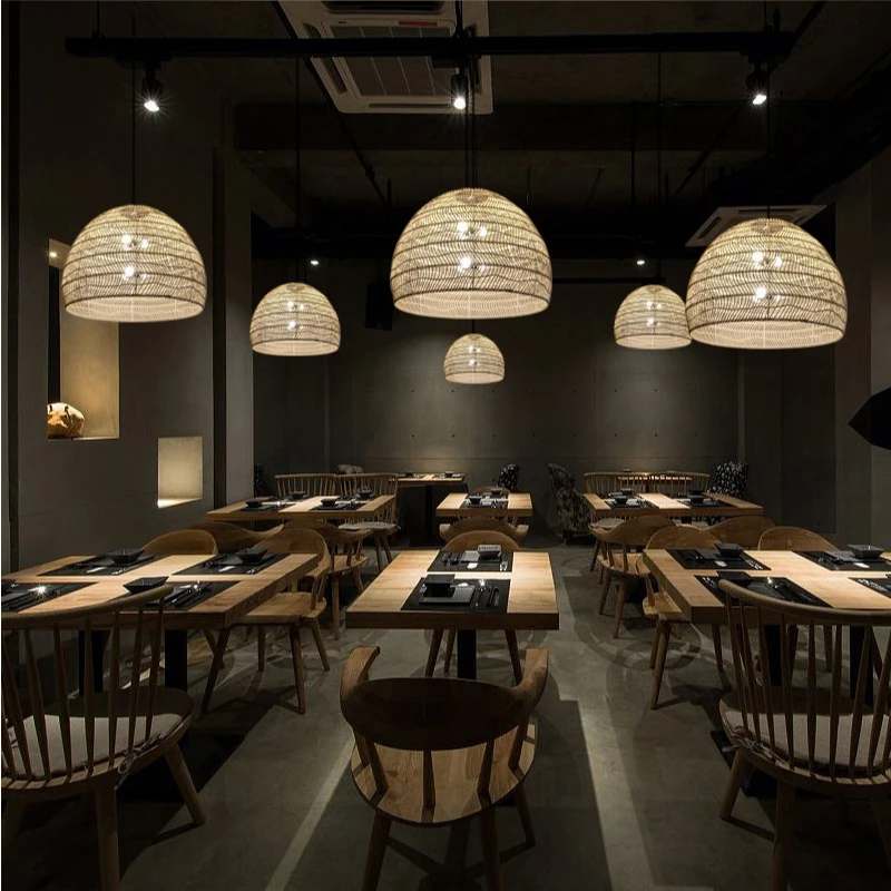 Подвесная лампа из ротанга в китайском стиле винтажный светильник для гостиной