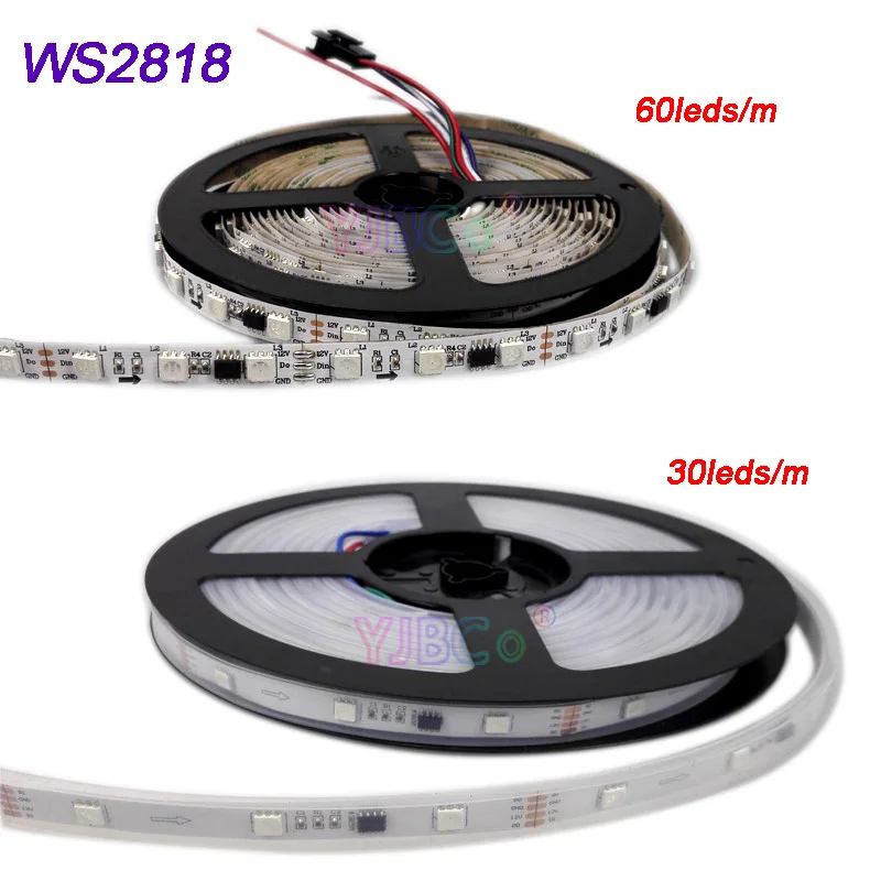 5 м DC12V (обновление WS2811)WS2818 пикселей RGB светодиодный светильник полоса адресуемого