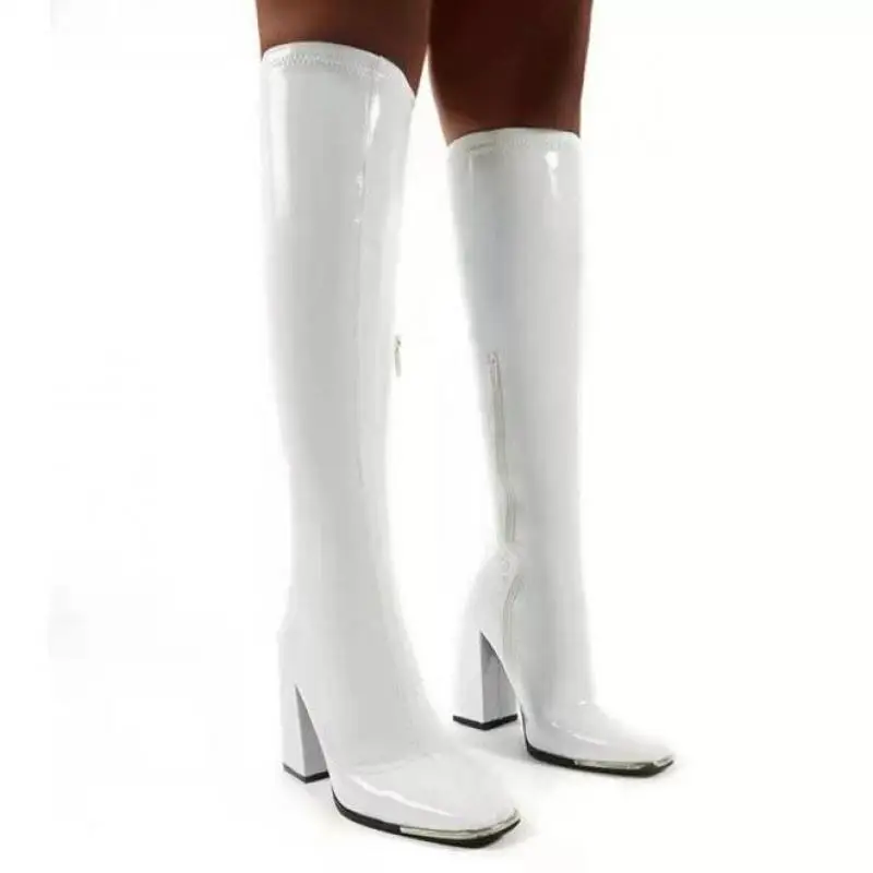 Новое поступление женские облегающие сапоги на платформе розовые черные