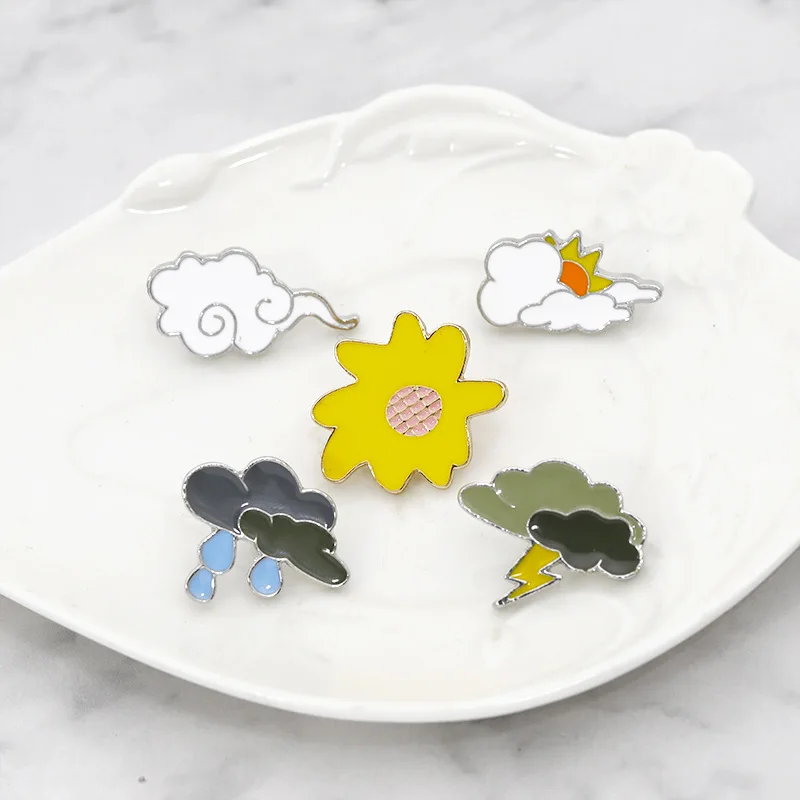 Эмалированная булавка 9 цветов радуги облака на заказ темно белые броши для сумок