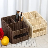 portable useful natural beauty straw storage organizer storage box breathable for office