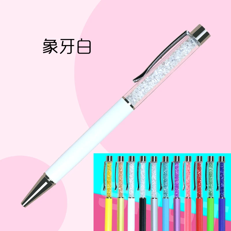 

100PCS Beautiful Crystal Roller Metal Ballpoint Pen Big Diamond Student Gift Creative Festival Advertising Wholesale 11 Colors