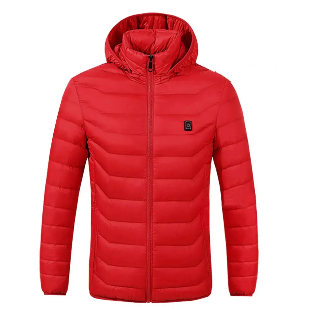 2021 New Heating Jacket Stand Collar Pockets 2 Heating Areas 3 Levels Adjustable Men Winter Warm Hooded Coats