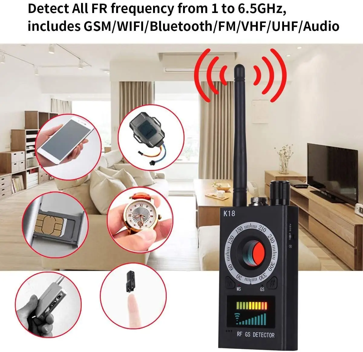 anti spy rf detector wireless bug detector signal for hidden camera laser lens gsm listening device finder radar radio scanner free global shipping