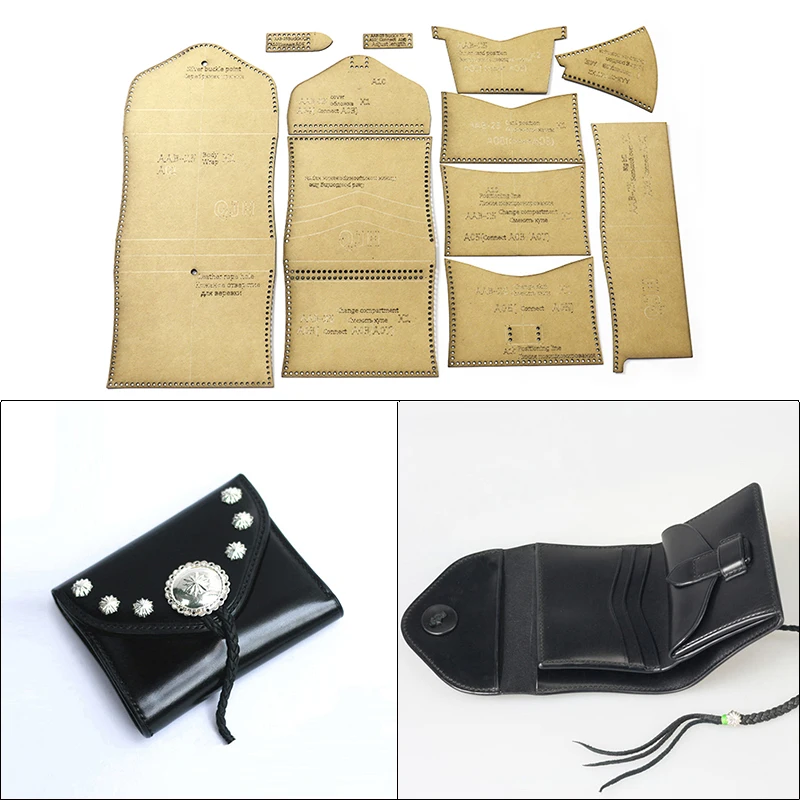 

DIY handmade leather wallet mold kraft paper template diy leather craft making short coin purse sewing making drawings pattern