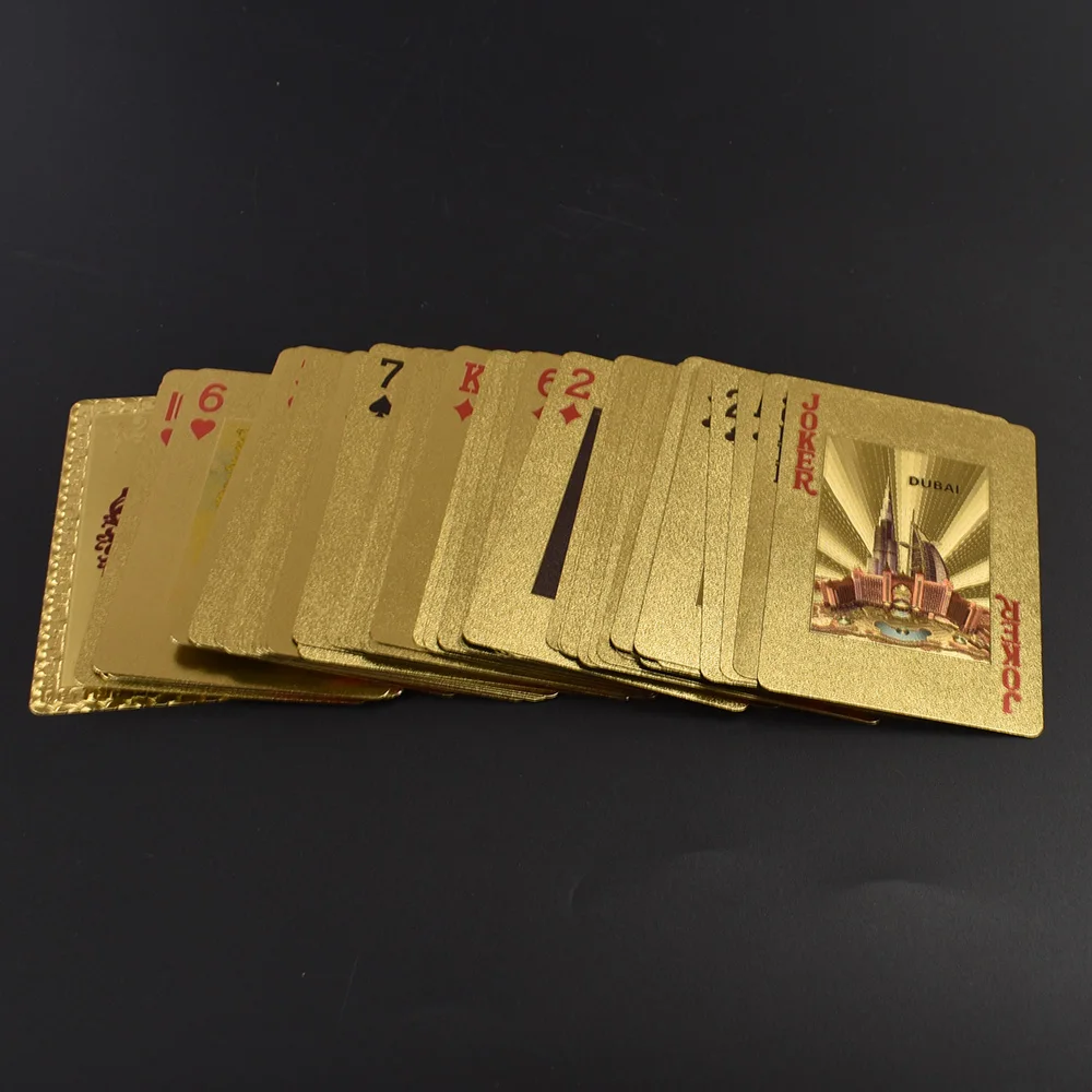 

Dubai Architecture design Gold Foil Gold Playing Card Poker Game Waterproof Cards for Friend Souvenir Gifts