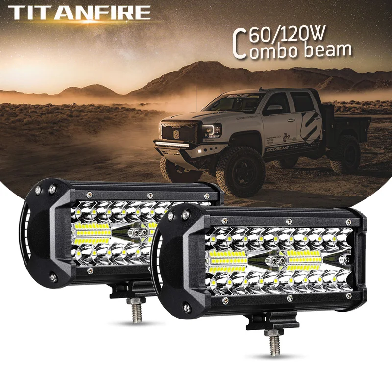 

ZK30 Combo 60W 120W LED Work Light Bar Car Light Assembly Trailer ATV SUV UTV Trucks 4x4 Off Road Tractor Car headlight