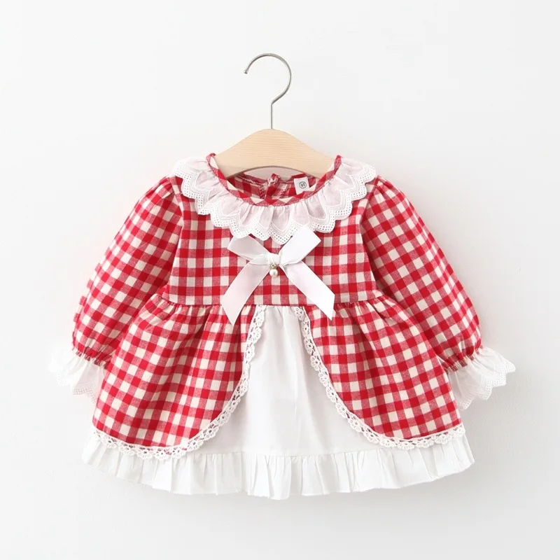 Детское хлопковое платье принцессы с длинным рукавом и бантом|Платья| |