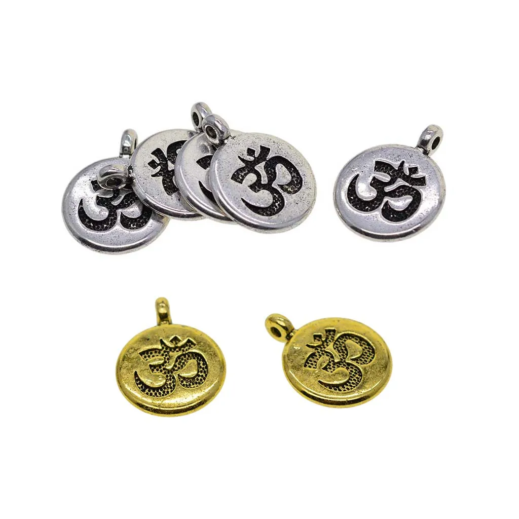 

Лот 30 античных серебряных золотых круглых подвесок Ом АУМ ahm источник энергии ювелирные изделия DIY Подвески