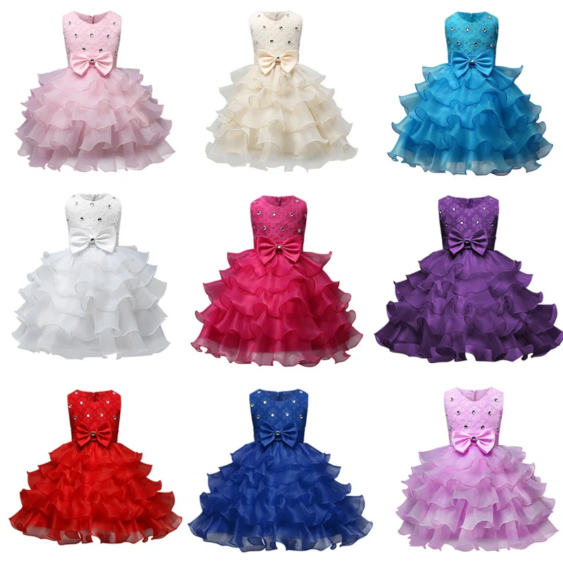 

1-8Y Princess Toddler Kid Child Girls Tutu Dress Party Wedding Birthday Dresses For Girl Pearl Bow Costumes Christmas