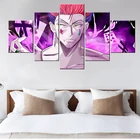 5 шт. аниме Hunter x Hunter Hisoka Картина на холсте, тип печати и на стене, декоративный модульный художественный плакат