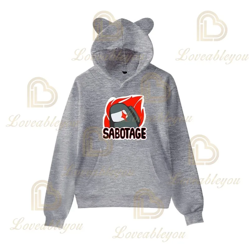 

New 2021 Kids Game Impostor 2D Print Fashion Cat Ears Top Women Hoodies Sweatshirt Kawii Hooded Pullover Clothes