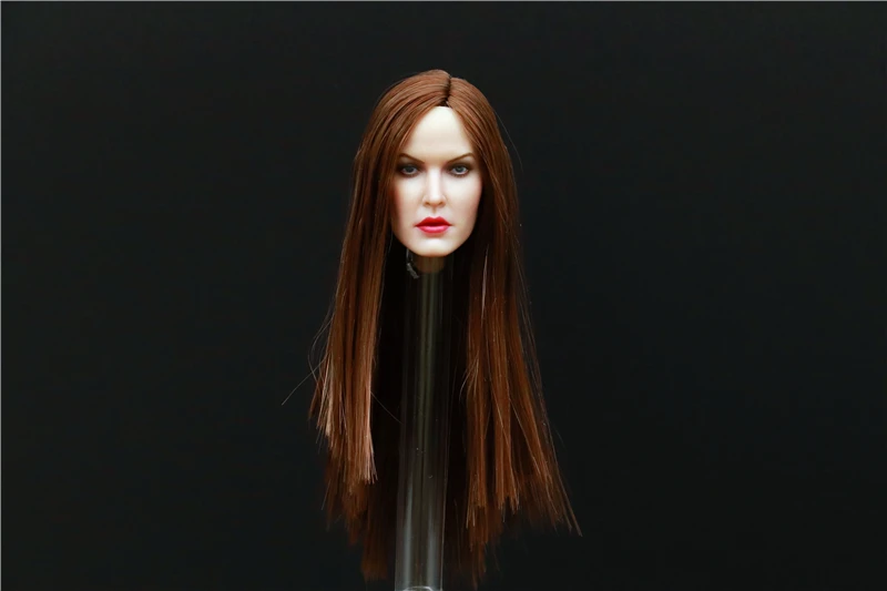 

1/6 European Beauty Head Models with Brown Straight Long Hair for 12''Female Bodies Figures