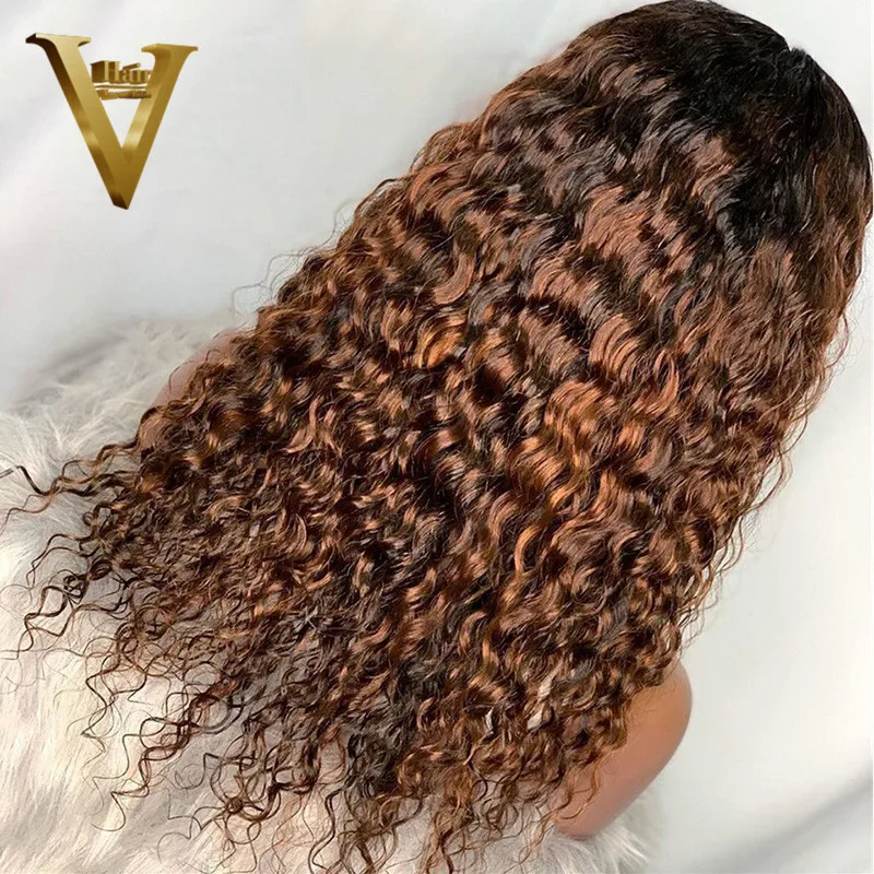 Омбре цветные человеческие волосы парики медовый блонд кружева фронта