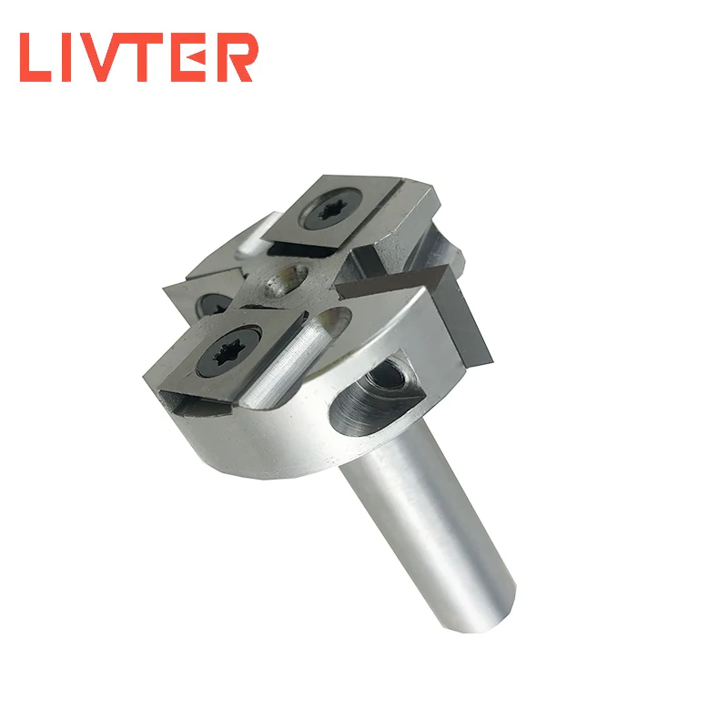 LIVTER Insert Mini Surfacing & Rabbeting Flycutter 2+2 Flute Design 1-1/2 D x 1/2 CH x 1/2 Inch SHK Router Bit
