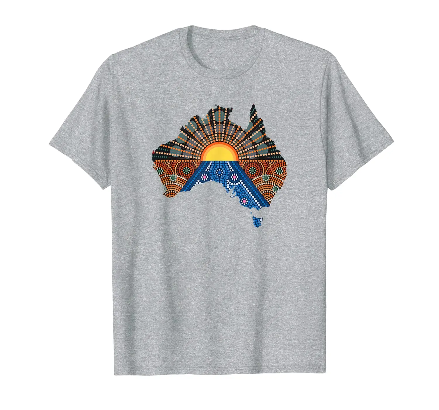 

Australia Map With Aboriginal Style Inspired Sunset Dot Art