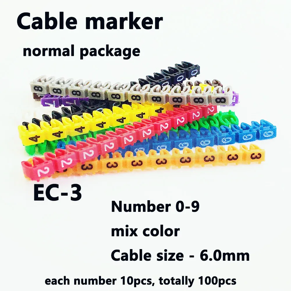 Нейлоновые маркеры для кабеля PA66, маркеры для 1,5 кв. мм 2,0 кв. мм, Разноцветные цифры от 0 до 9, 10-15 шт., различение проводов, количество кабелей