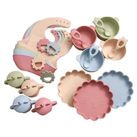 6pcs baby silicone feeding dinnerware sets waterproof baby cartoon lion dinner plate food grade silicone dishes for baby dishes