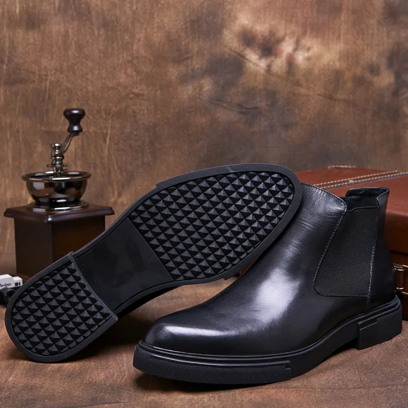 

New Fashion Men Ankle Boots Men Formal Dress Genuine Leather Shoes Western Boots Cowboy Boots Slip On Casual Shoes Boots Men B50