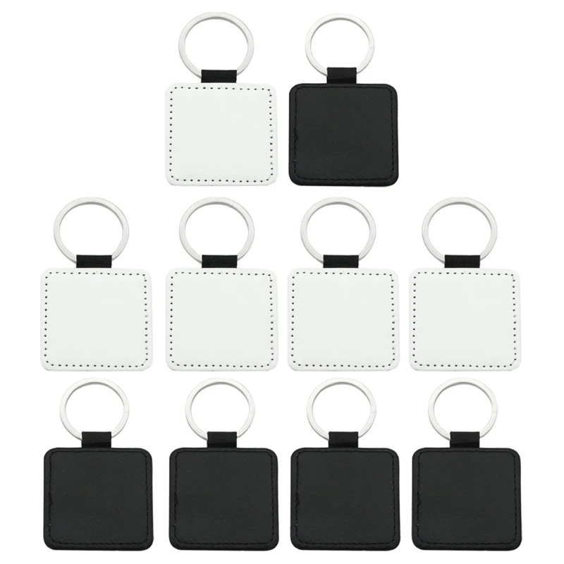 

10Pcs Leather Blank Sublimation Heat Transfer MDF Keychains Kit Jewelry Making