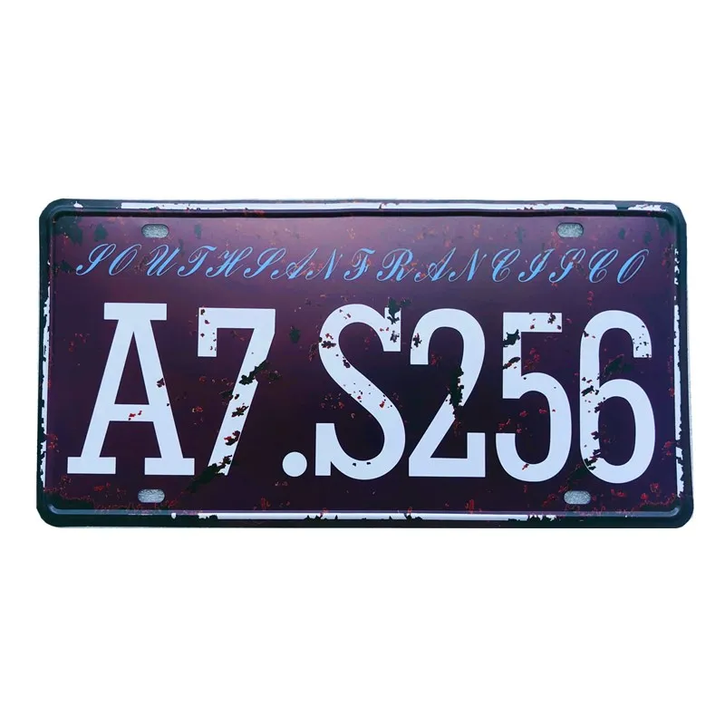 

A7.S256 License Plate Metal Plate Car Number Tin Sign Bar Pub Cafe Home Decor Metal Sign Garage Decor