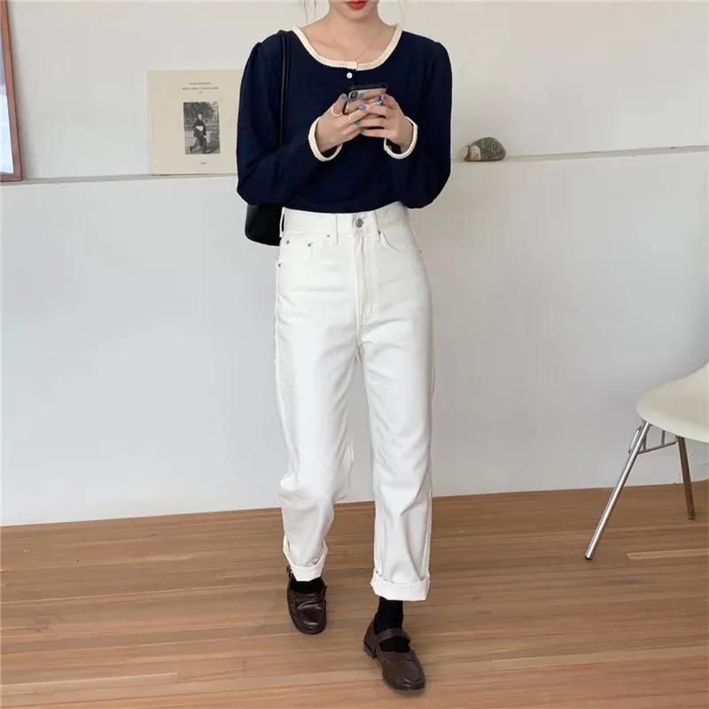 

Alien Kitty 2020 Autumn Women Tops Solid Female Shirt Simple Patchwork Loose O-neck Long Sleeve Sweet Elegant Casual Office Lady