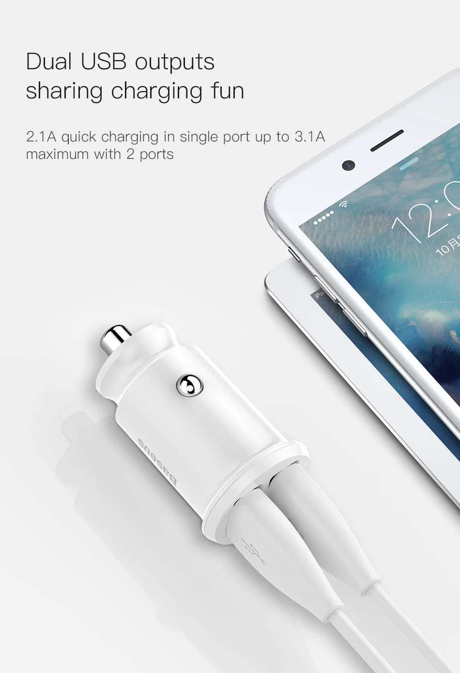Baseus mi ni автомобильное зарядное устройство для iPhone x samsung s10 Xiaomi mi 9 3.1A Быстрая автомобильная зарядка Переходник USB для зарядки в машине зарядное устройство для мобильного телефона