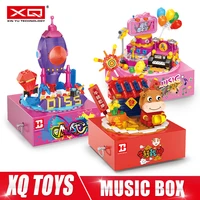 hb creative building blocks the motorized music box model assembly bricks kits educational cute toys kids christmas gifts
