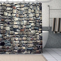custom stone wall shower curtains diy bathroom curtain fabric washable polyester for bathtub art decor drop shipping