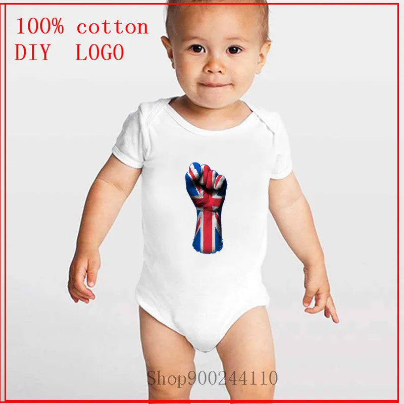 

Flag of United Kingdom on a Raised Clenched Fist baby Bodysuit Baby Costumes Pajamas One-Pieces Suit Baby Jumpsuit Sleeve