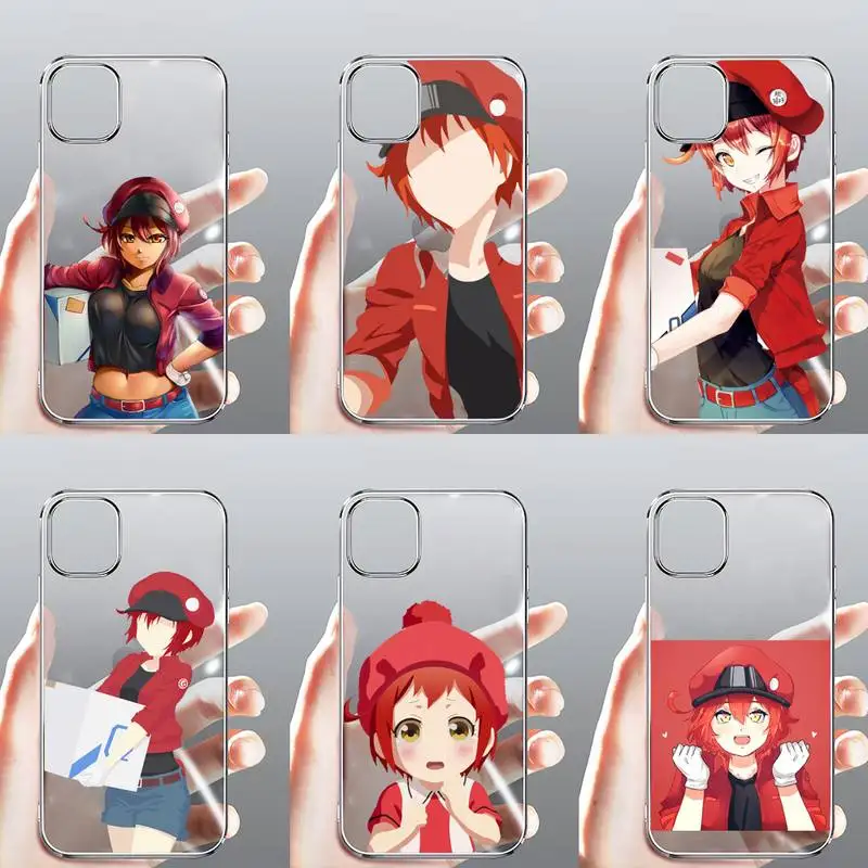 

Red Blood Cell anime Phone Case Transparent for iPhone Samsung A S 11 12 6 7 8 9 30 Pro X Max XR Plus lite Clear mobile bag