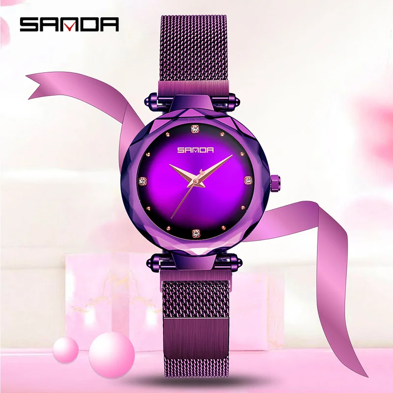 

Sanda Luxury ladies Crystal Watch Women Dress Watch Fashion Rose Gold Quartz Watches Female Stainless Steel Wristwatches P1003