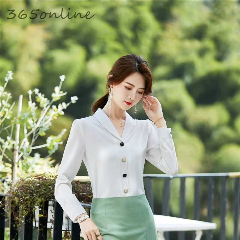 Блузка женская с длинным рукавом и V образным вырезом|Рубашки| |